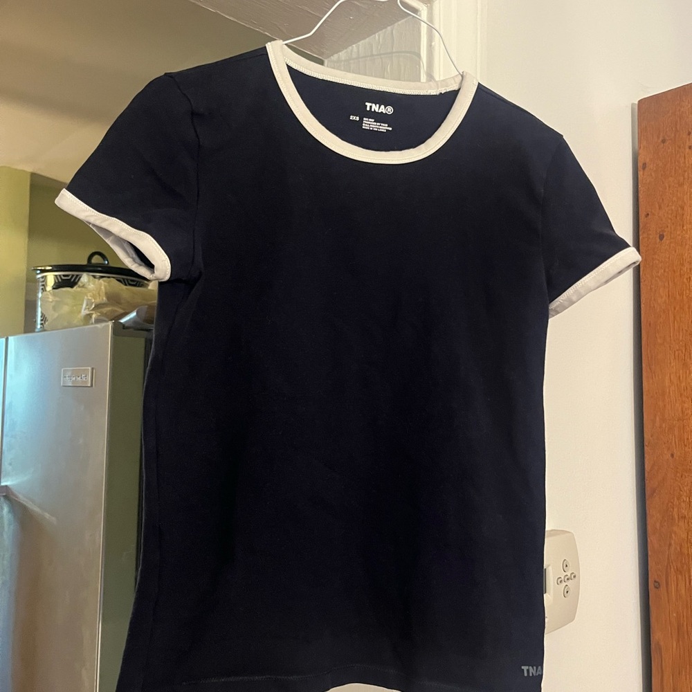 TNA Navy blue and White Ringer T-Shirt